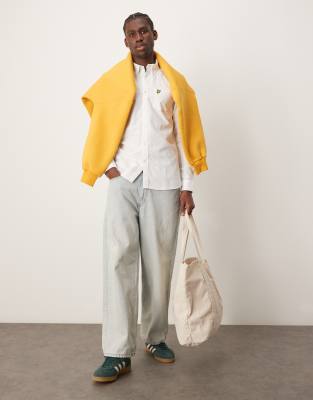 lyle & scott - vit, långärmad oxfordskjorta-vit/a