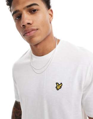 lyle & scott - vit t-shirt i slubväv med ikonlogga-vit/a