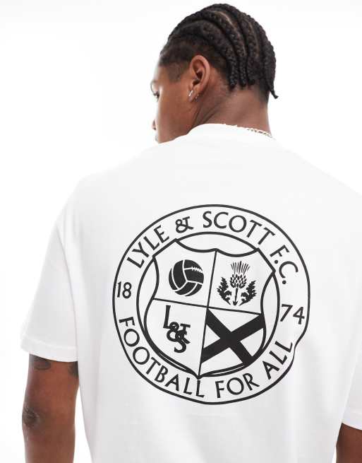 Lyle & Scott – Vit t-shirt med tryck baktill