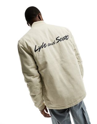 Lyle & Scott Wadded Logo Jacket in Beige