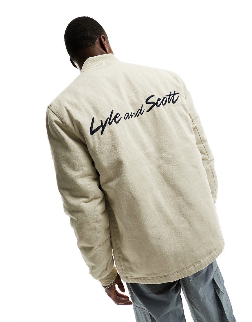 Lyle & Scott Wadded Logo Jacket in Beige-Neutral
