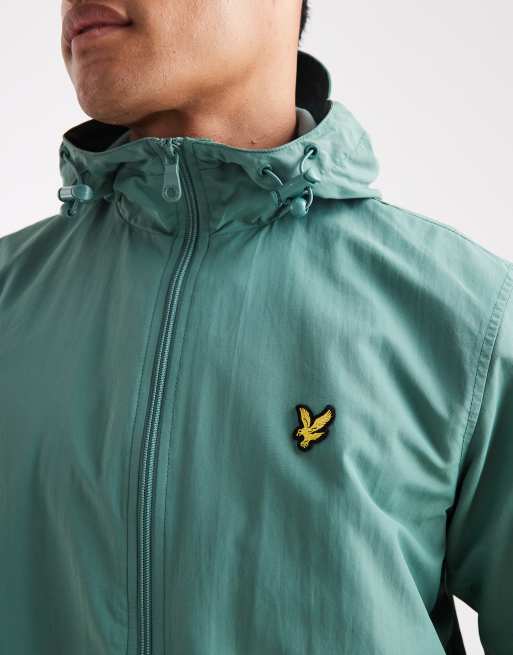 Lyle Scott zip through hooded jacket in agave green ASOS