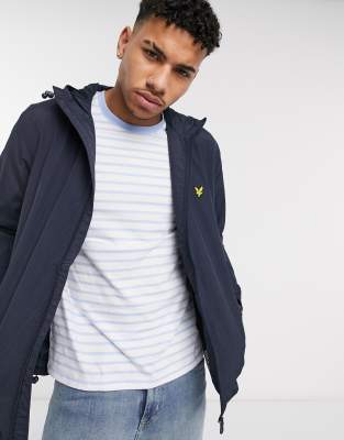 lyle and scott zip through hooded jacket navy