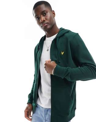 Lyle & Scott  Zip Through Hoodie in Dark Green