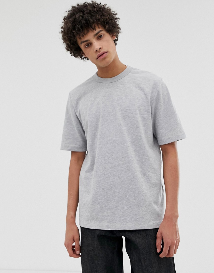 Lys gråmeleret løstsiddende kraftig T-shirt fra ASOS WHITE