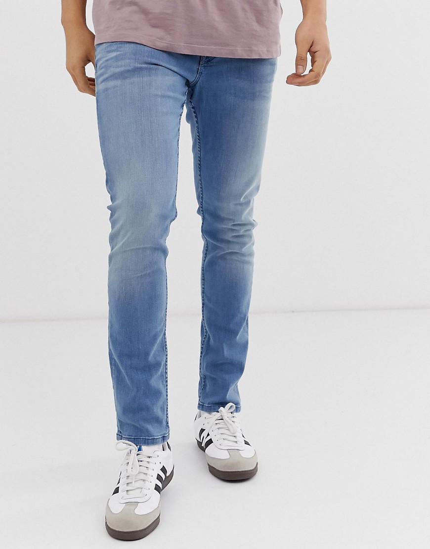 Lyseblå stonewashed jeans med skinny pasform fra Tom Tailor