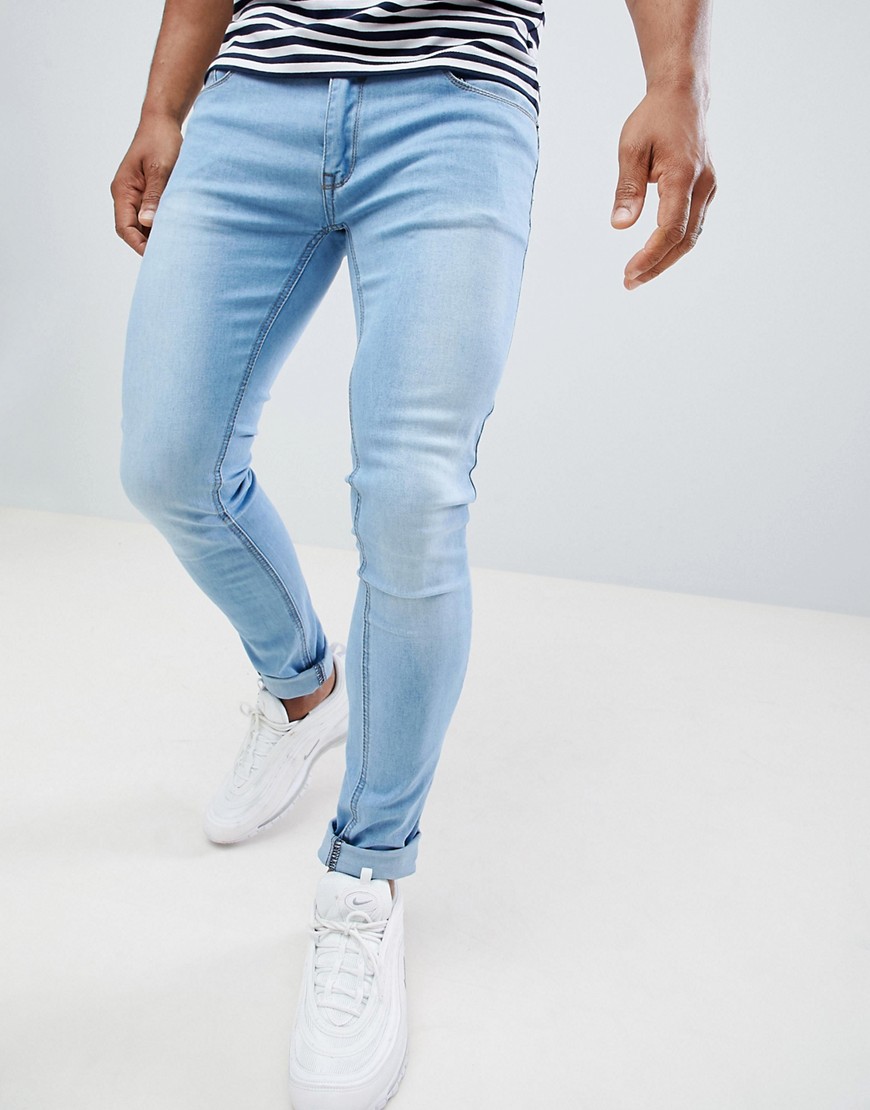 Lyseblå vaskede DEO jeans i skinny fit fra Soul Star