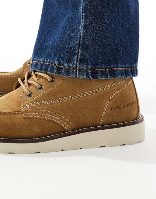 Lysebrune ruskindsstøvler med snøre fra Jack & Jones, 2 af 4