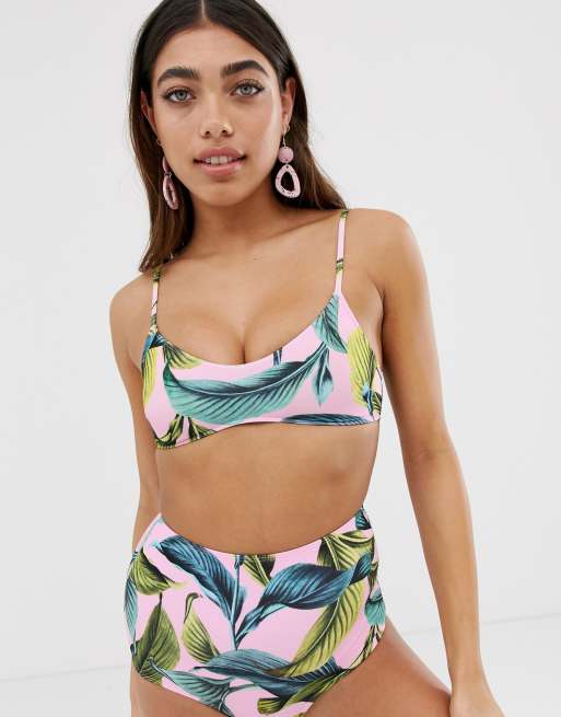 Pink bikini med tropisk print fra Monki, 2 af 4