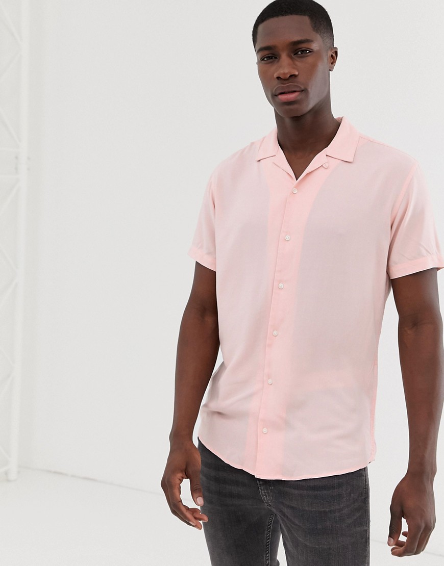 Lyserød elegant skjorte med reverskrave i enkelt design fra Jack & Jones Premium-Pink