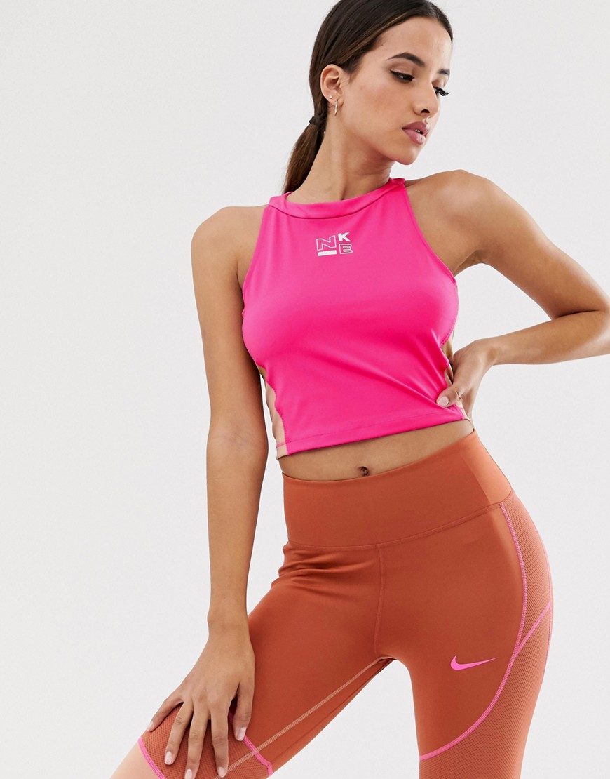 Lyserød og rosagylden cropped tanktop fra Nike Training-Pink