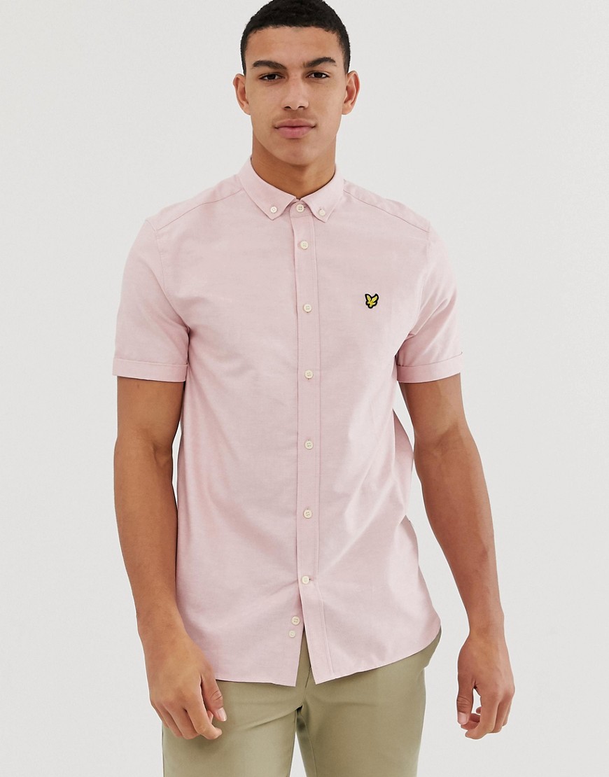 Lyserød oxford-skjorte med korte ærmer fra Lyle & Scott-Pink