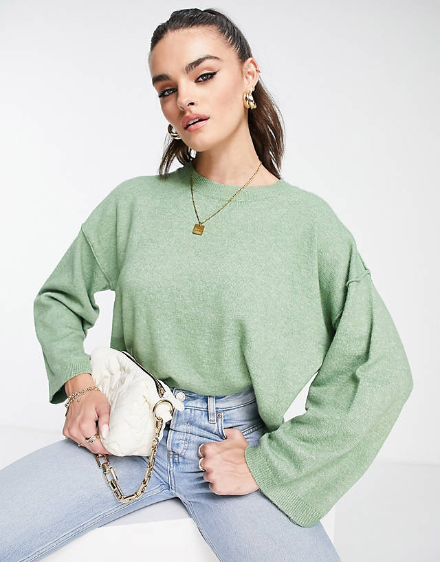 M Lounge - boxy fit relaxed jumper in soft sage