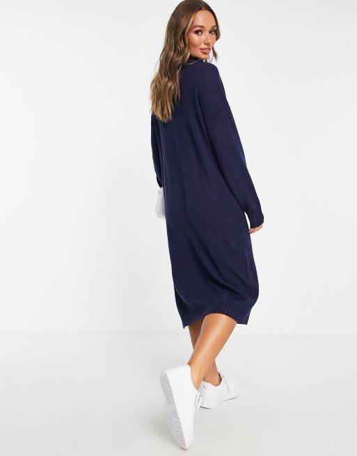  M Lounge cozy longline maxi dress in french navy, 3 of 4