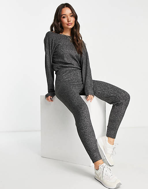 Women M Lounge cross-back jumpsuit in charcoal grey 