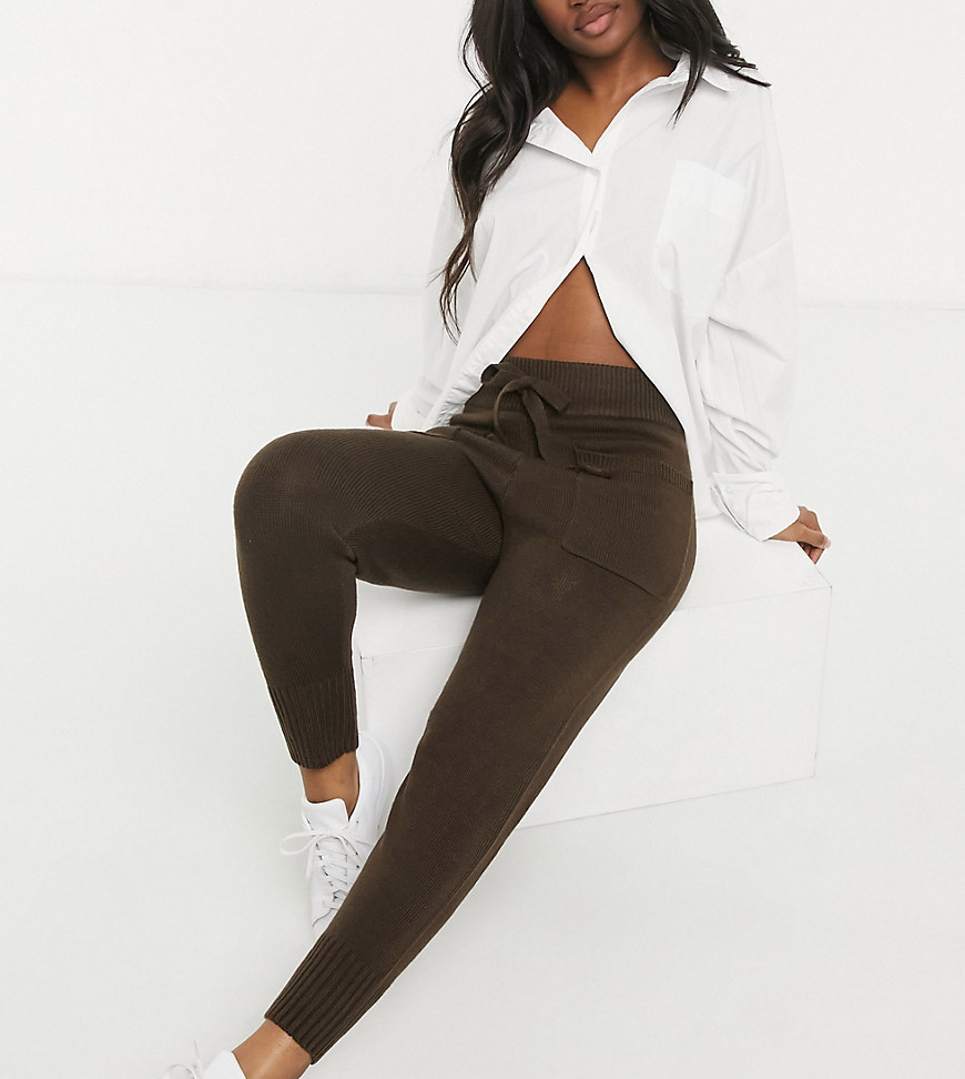 M Lounge cuffed sweatpants set with pockets-Brown