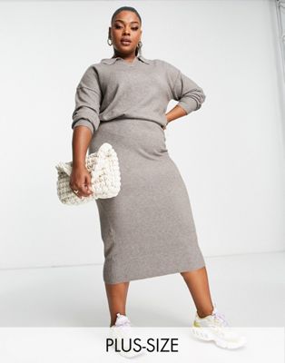  M Lounge Curve midi overlay dress with collar in alpaca taupe - ASOS Price Checker