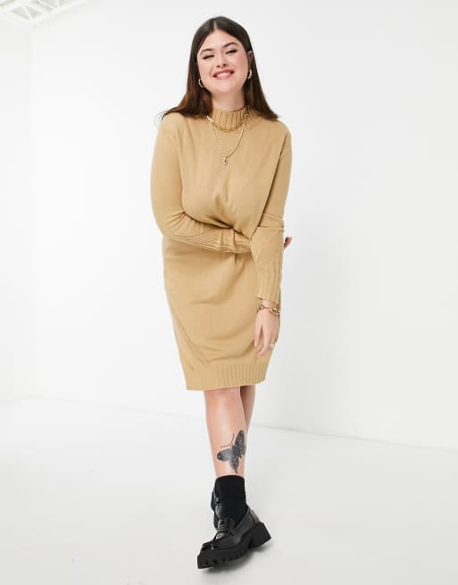 M Lounge Curve midi sweater dress with high neck and rib hem in pastel knit  | ASOS