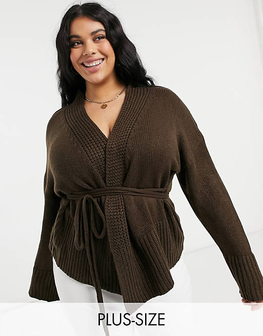 M Lounge Curve relaxed cardigan with tie front