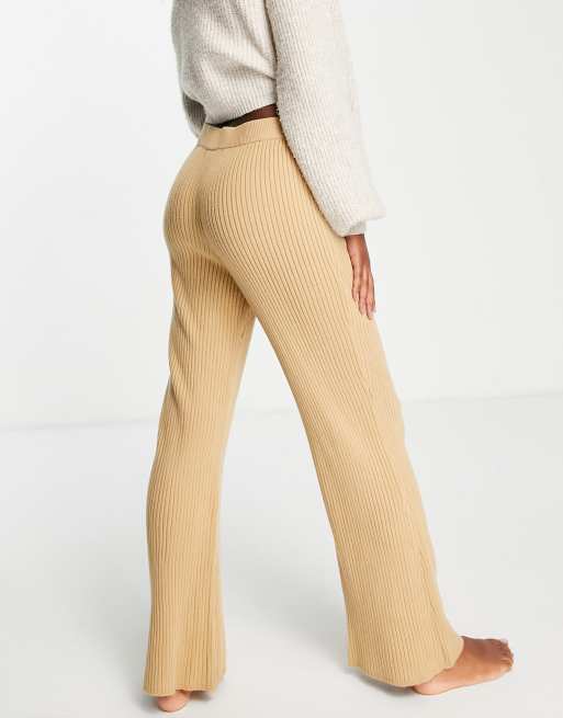 Knitted Ribbed Flare Trouser