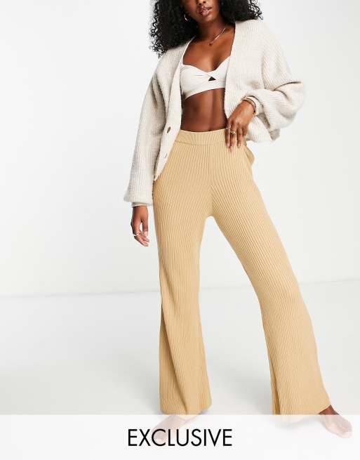 M Lounge flared pants in rib knit part of a set ASOS