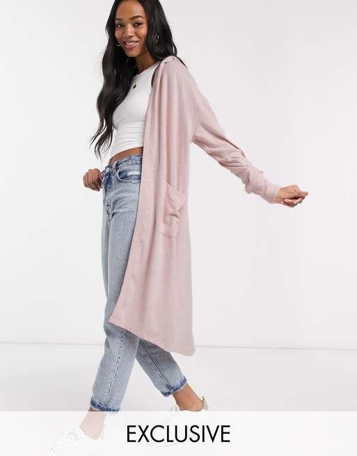 M Lounge longline cardigan with hood ASOS