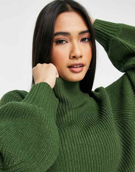 M Lounge - Maglione accollato a coste verde bosco , 3 di 4