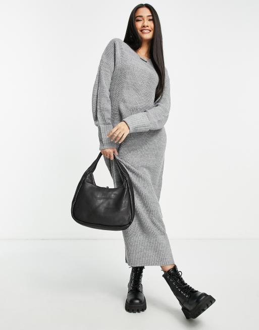M Lounge – Maxipulloverkleid in Schiefergrau mit Rundhalsausschnitt