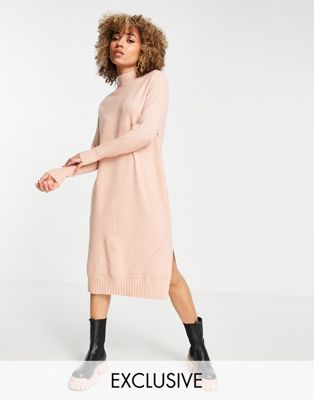 M Lounge midi jumper dress with high neck and rib hem in pastel knit