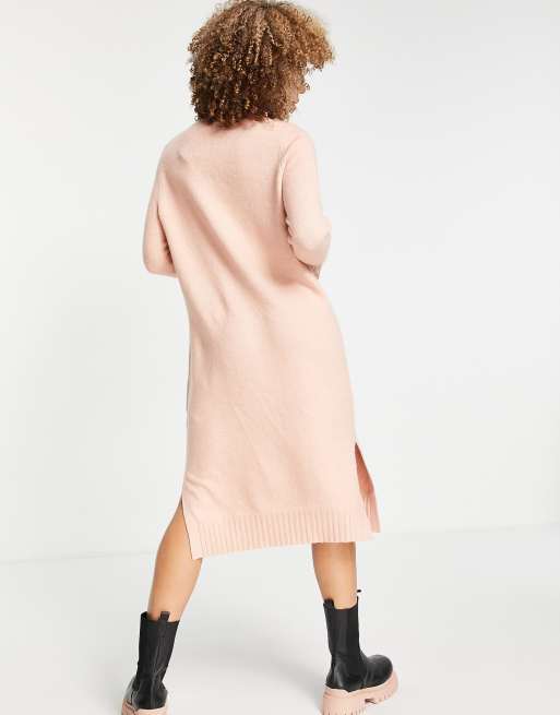 open lace back dress Rib-Knit V-Neck Sweater Dress