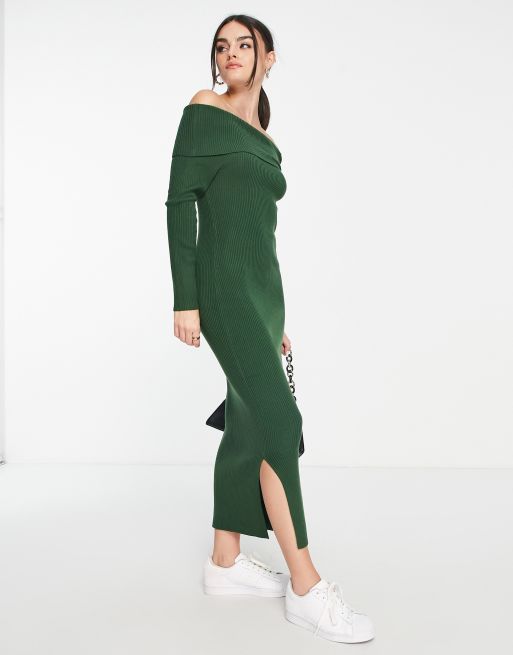 Off the shoulder 2025 ribbed maxi dress