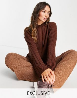 M Lounge oversized knitted hoodie with arm stitch detail co-ord