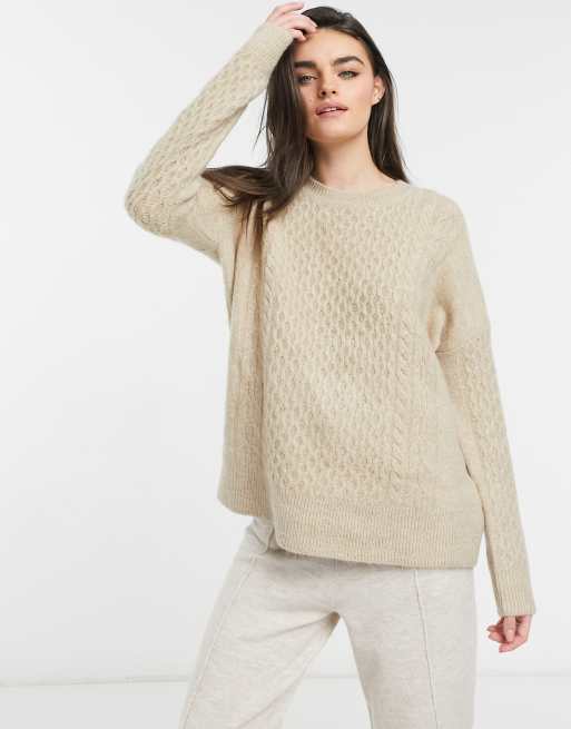 M Lounge - Pull décontracté d'ensemble en maille torsadée