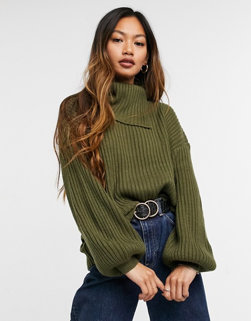 M Lounge relaxed jumper with split collar and balloon sleeves co-ord