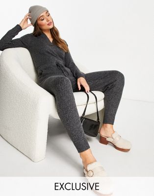 M Lounge relaxed knitted wrap jumpsuit