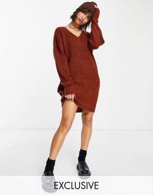 M Lounge relaxed mini jumper dress with stitch detail
