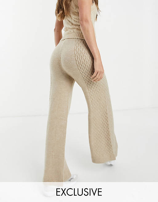 M Lounge relaxed trousers in cable knit co-ord
