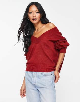 Balloon sleeve v neck on sale sweater