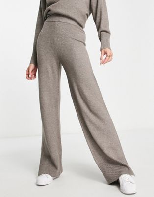 M Lounge relaxed wide leg knitted trouser co-ord in alpaca taupe