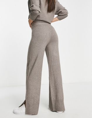 M Lounge relaxed wide leg knitted trouser co-ord in alpaca taupe 
