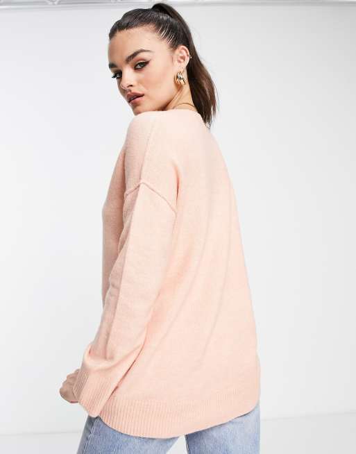 M Lounge slouchy v neck jumper in rose blush