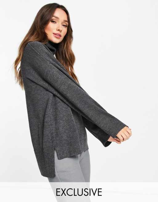 M Lounge ultimate relaxed high neck sweater with exposed seams - part ...