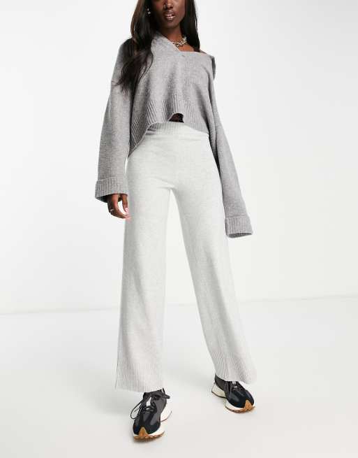M Lounge – Weiche Hose mit weitem Bein in Sanftgrau, Kombiteil