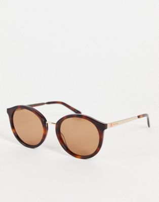 M Missoni thick frame round sunglasses in havana tort