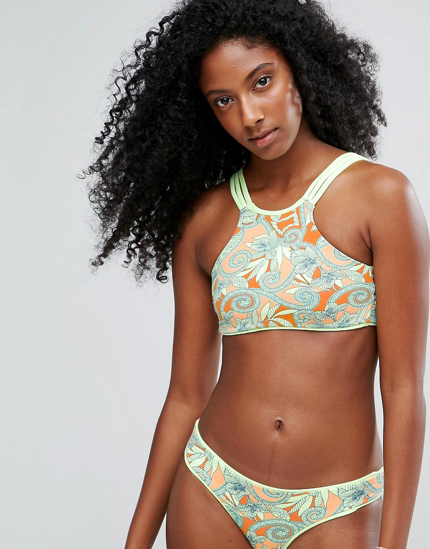 Maaji Reversible High Neck Jungle Print Bikini Top-Yellow