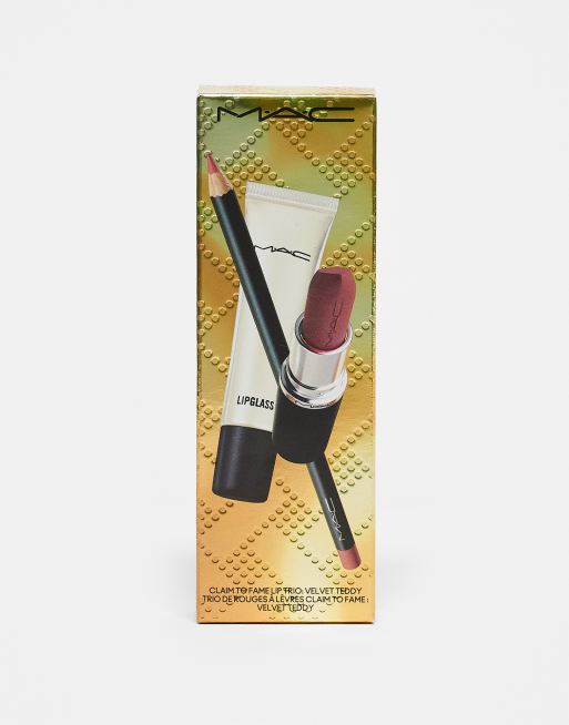 MAC – Claim To Fame Lip Trio – Set med läpprodukter – Velvet Teddy – Spara 33%