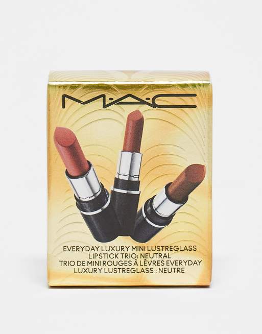 MAC – Everyday Luxury Lustreglass – Zestaw trzech pomadek w rozmiarze podróżnym – Neutral – taniej o 22%