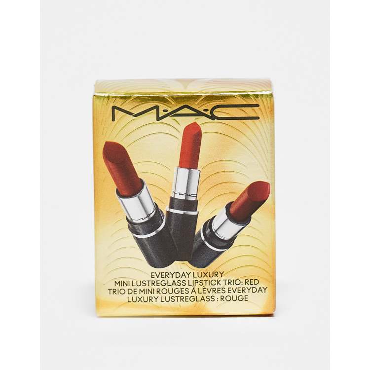MAC Everyday Luxury Mini Lustreglass Lipstick Trio- Red (save 22