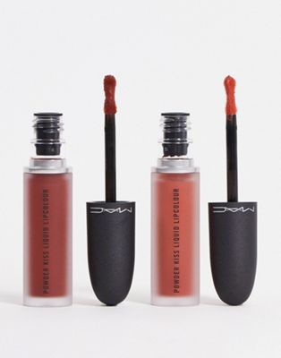 MAC Kiss It Twice Powder Kiss Liquid Lipstick Duo: Orange (save 21%)
