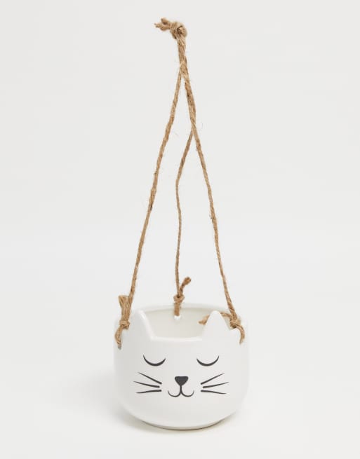 Macetero colgante con diseño de gato con bigotes de Sass & Belle